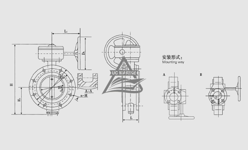Marine Center-pivoted Flanged Worm-drive Manual Butterfly Valve FC Type.jpg