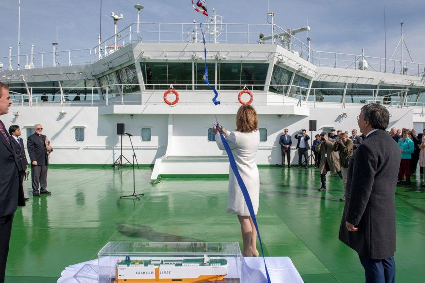 Grimaldi Christens New PCTC in Halifax & UC MARINE CHINA